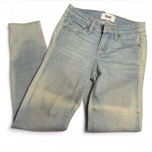 PAIGE Verdugo Crop Zip Low Rise Jeans Sun Bleach Light Wash Size 23